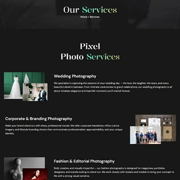 Pixel Photo — Photography agency portfolio with gallery showcase · visual 08